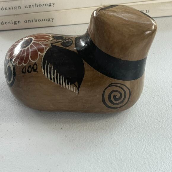 Cat Mexican Tonala Pottery Hand Painted 4" Tall Brown - Picture 9 of 14